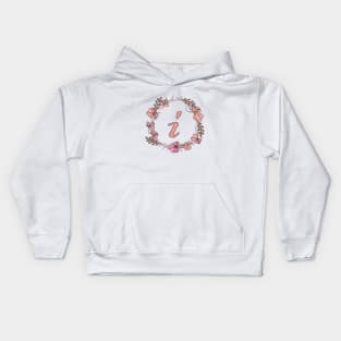 Letter I Rose Pink Initial Monogram - Letter i Kids Hoodie